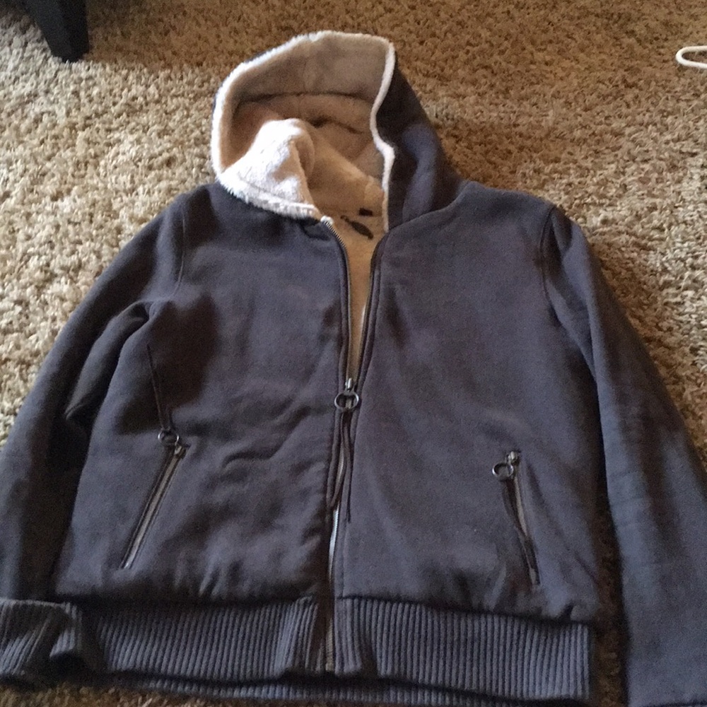 Women’s hooded faux fur lined sweat jacket